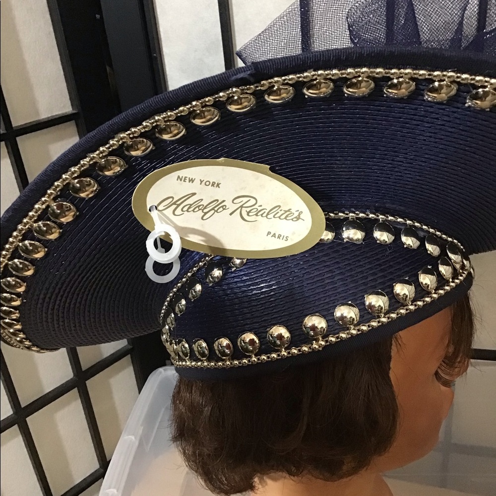 NWT VTG New York Adolfo Realites Absolutely Gourgous Vintage Blue Fascinator - Picture 4 of 7